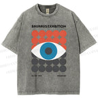 Unisex Bauhaus Geometric Eyes Printed Washed Tee
