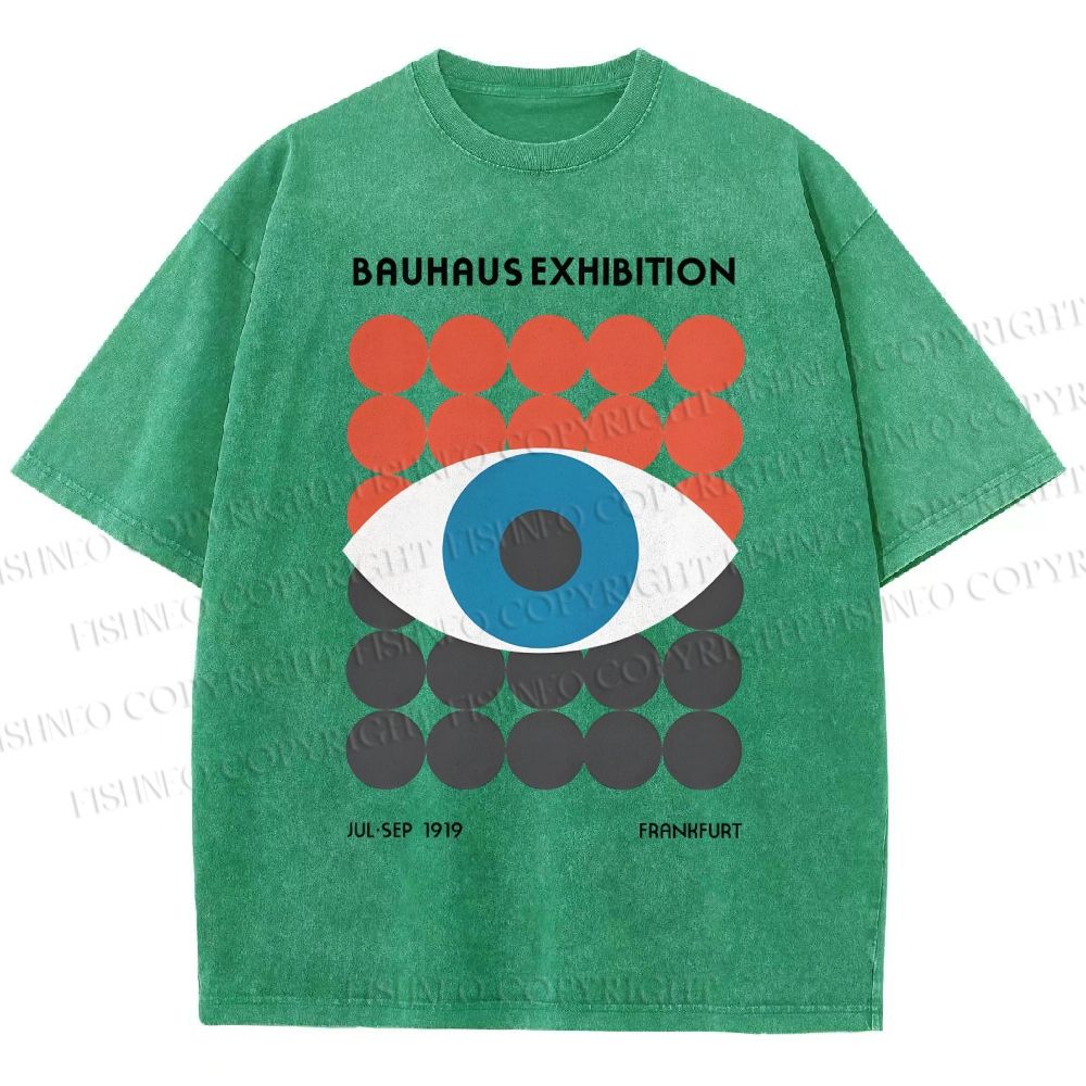 Unisex Bauhaus Geometric Eyes Printed Washed Tee