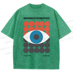 Unisex Bauhaus Geometric Eyes Printed Washed Tee