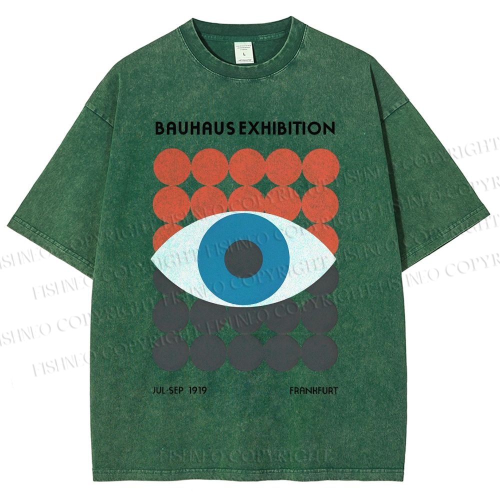 Unisex Bauhaus Geometric Eyes Printed Washed Tee