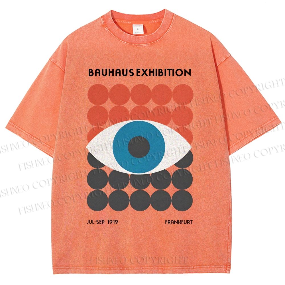Unisex Bauhaus Geometric Eyes Printed Washed Tee