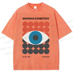 Unisex Bauhaus Geometric Eyes Printed Washed Tee