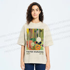 Unisex Yayoi Kusama Abstract Art Printed Washed Tee