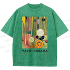 Unisex Yayoi Kusama Abstract Art Printed Washed Tee