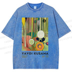Unisex Yayoi Kusama Abstract Art Printed Washed Tee