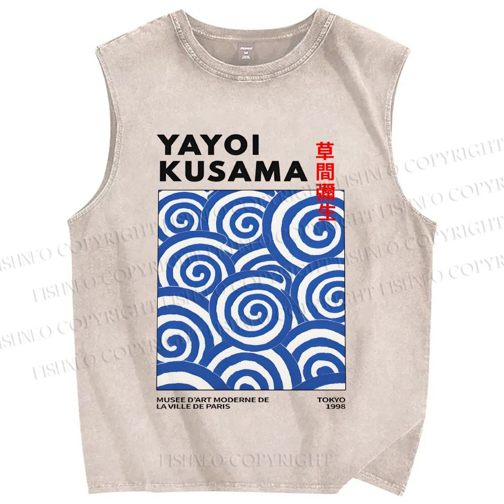 Unisex Yayoi Kusama Geometry Printed Washed Tank Top