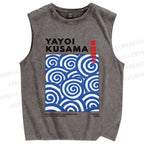 Unisex Yayoi Kusama Geometry Printed Washed Tank Top