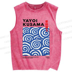 Unisex Yayoi Kusama Geometry Printed Washed Tank Top