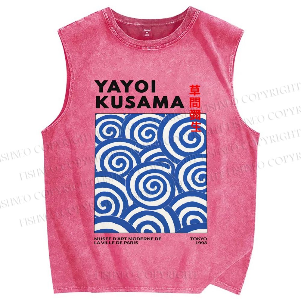 Unisex Yayoi Kusama Geometry Printed Washed Tank Top