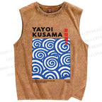 Unisex Yayoi Kusama Geometry Printed Washed Tank Top