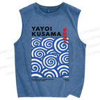 Unisex Yayoi Kusama Geometry Printed Washed Tank Top
