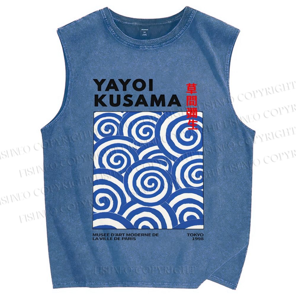 Unisex Yayoi Kusama Geometry Printed Washed Tank Top