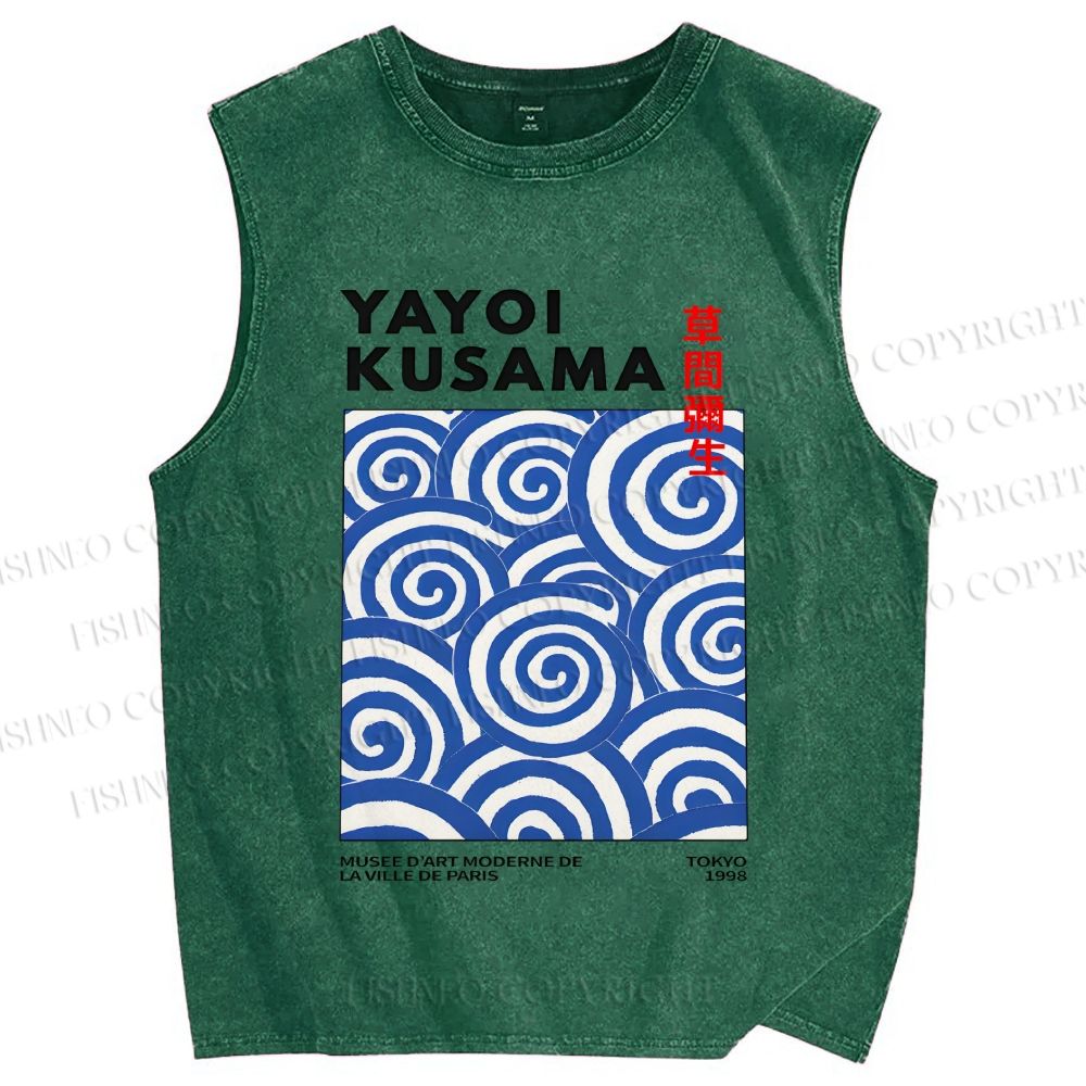 Unisex Yayoi Kusama Geometry Printed Washed Tank Top