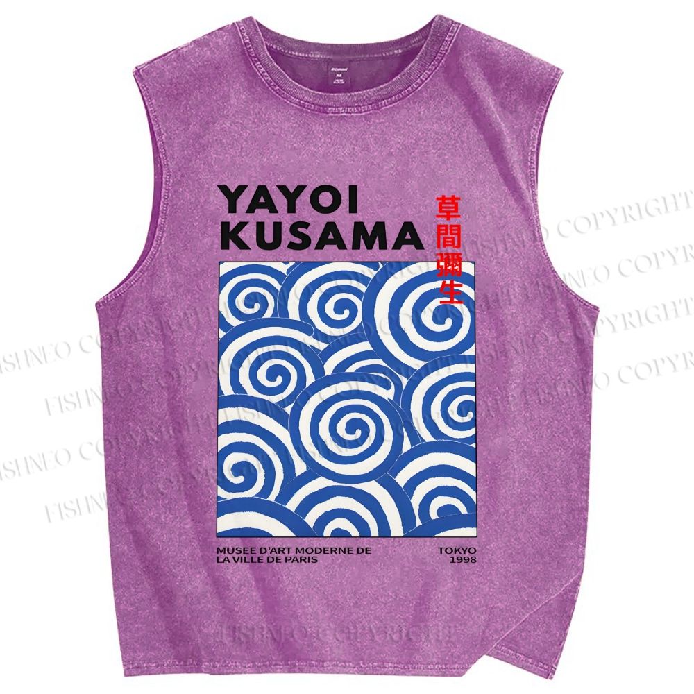 Unisex Yayoi Kusama Geometry Printed Washed Tank Top