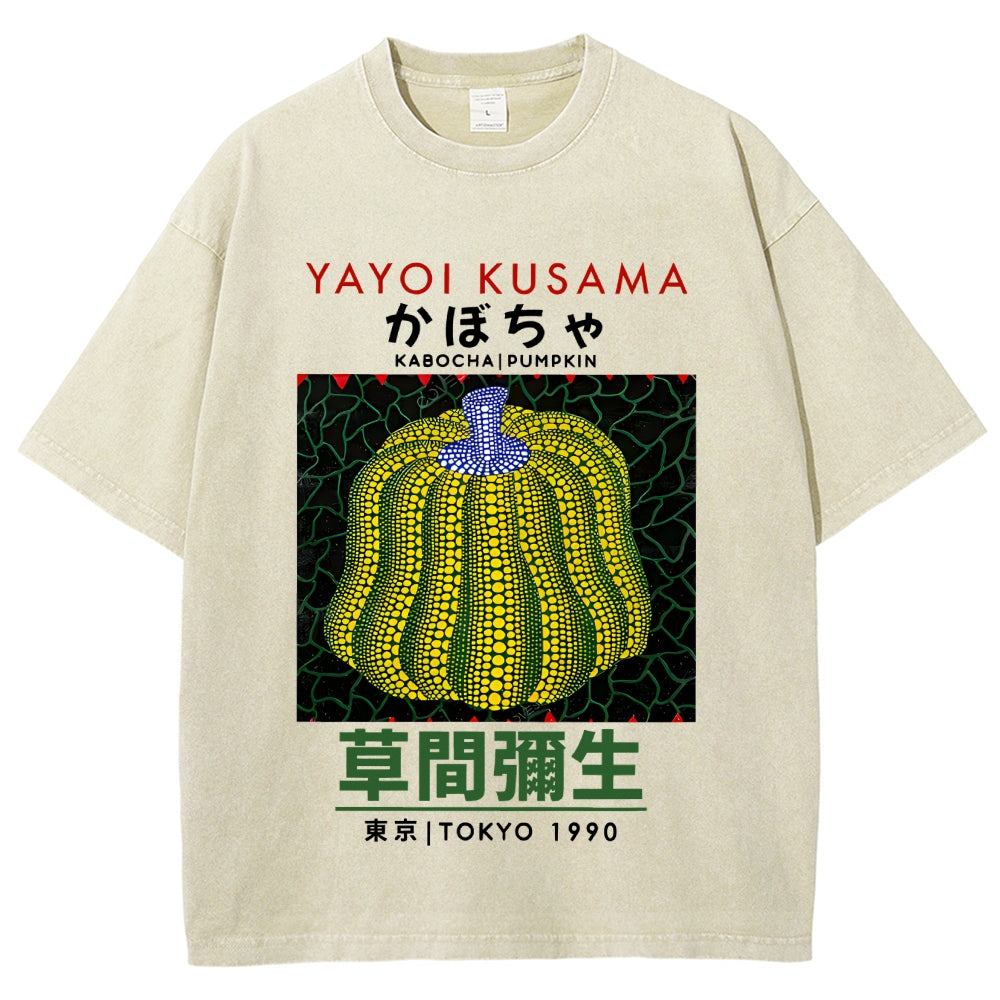 Yayoi Kusama's Pumpkin Vintage Wash Japanese Design T-Shirt