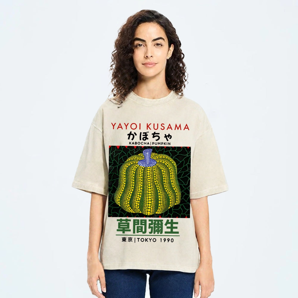 Yayoi Kusama's Pumpkin Vintage Wash Japanese Design T-Shirt