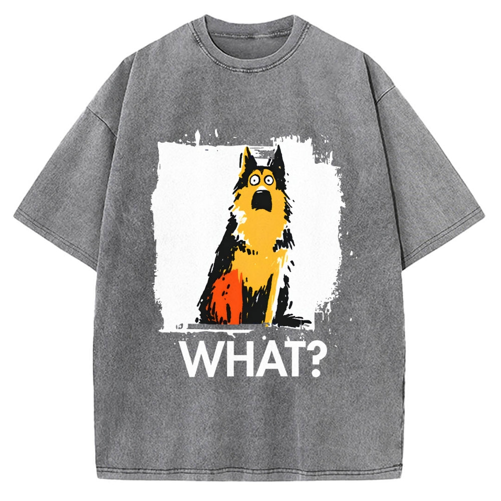 Unisex German Shepherd What Dog Printed Washed Tee