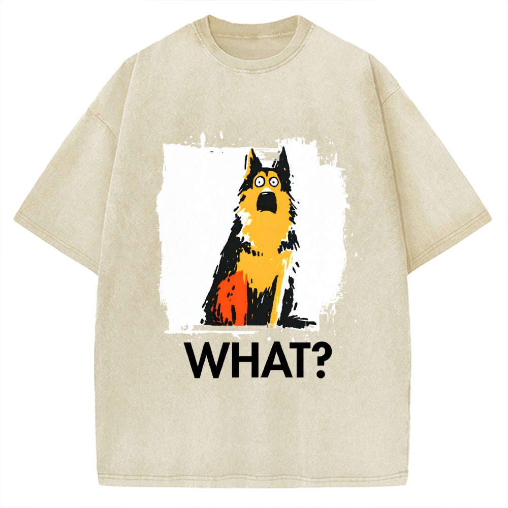 Unisex German Shepherd What Dog Printed Washed Tee