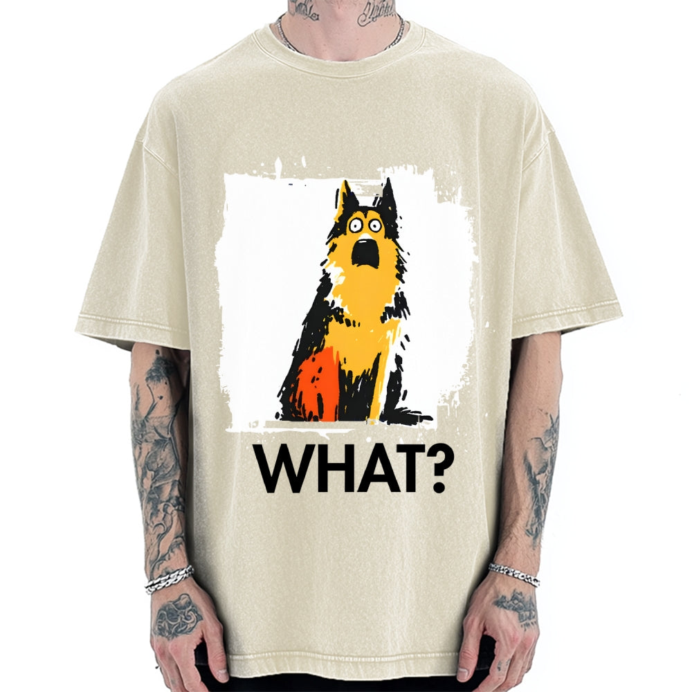 Unisex German Shepherd What Dog Printed Washed Tee