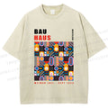 Unisex Bauhaus Color Geometric Printed Washed Tee