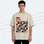 Unisex Bauhaus Color Geometric Printed Washed Tee