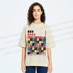 Unisex Bauhaus Color Geometric Printed Washed Tee
