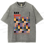 Unisex Bauhaus Color Geometric Printed Washed Tee