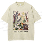 Unisex Yayoi Kusama Flowers Printed Washed Tee