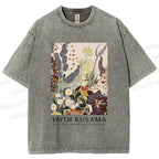 Unisex Yayoi Kusama Flowers Printed Washed Tee