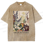 Unisex Yayoi Kusama Flowers Printed Washed Tee