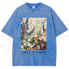 Unisex Yayoi Kusama Flowers Printed Washed Tee