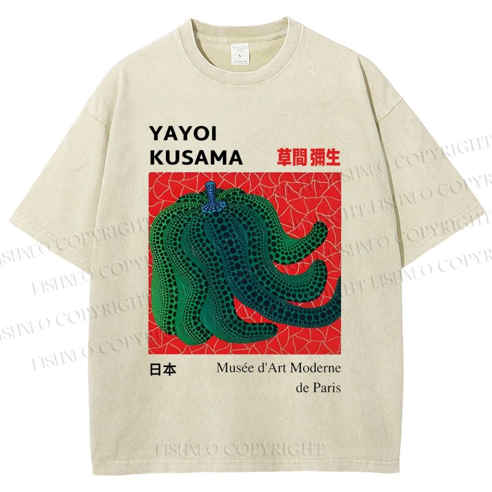 Unisex Yayoi Kusama Pumpkin Printed Washed Tee