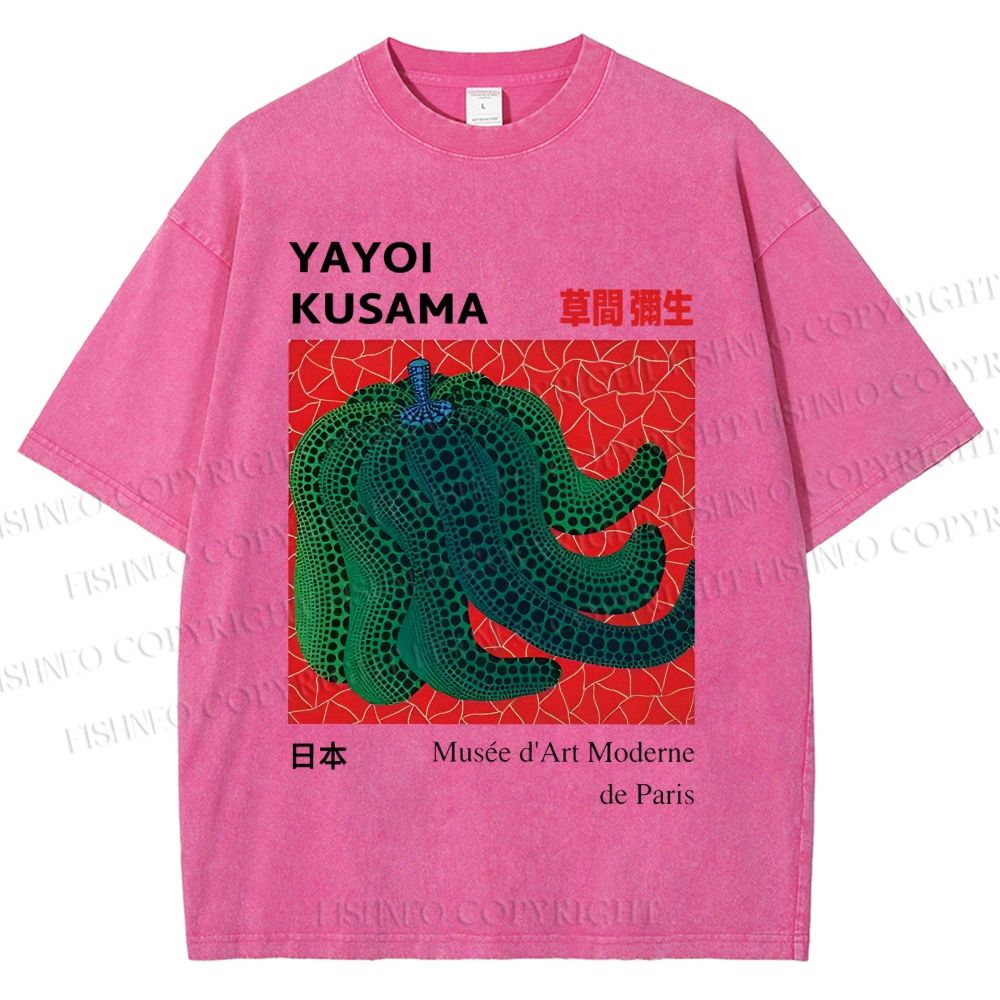 Unisex Yayoi Kusama Pumpkin Printed Washed Tee