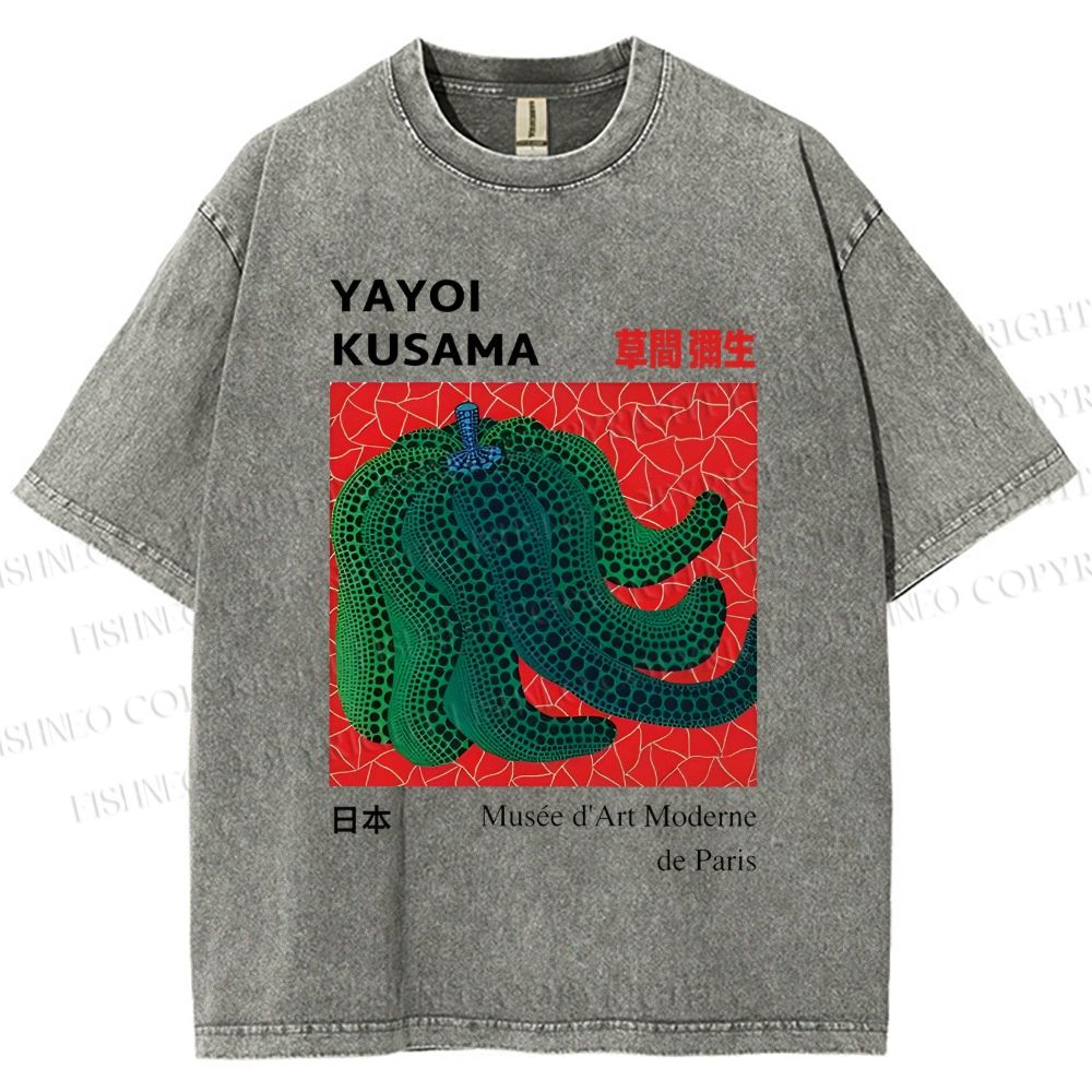 Unisex Yayoi Kusama Pumpkin Printed Washed Tee