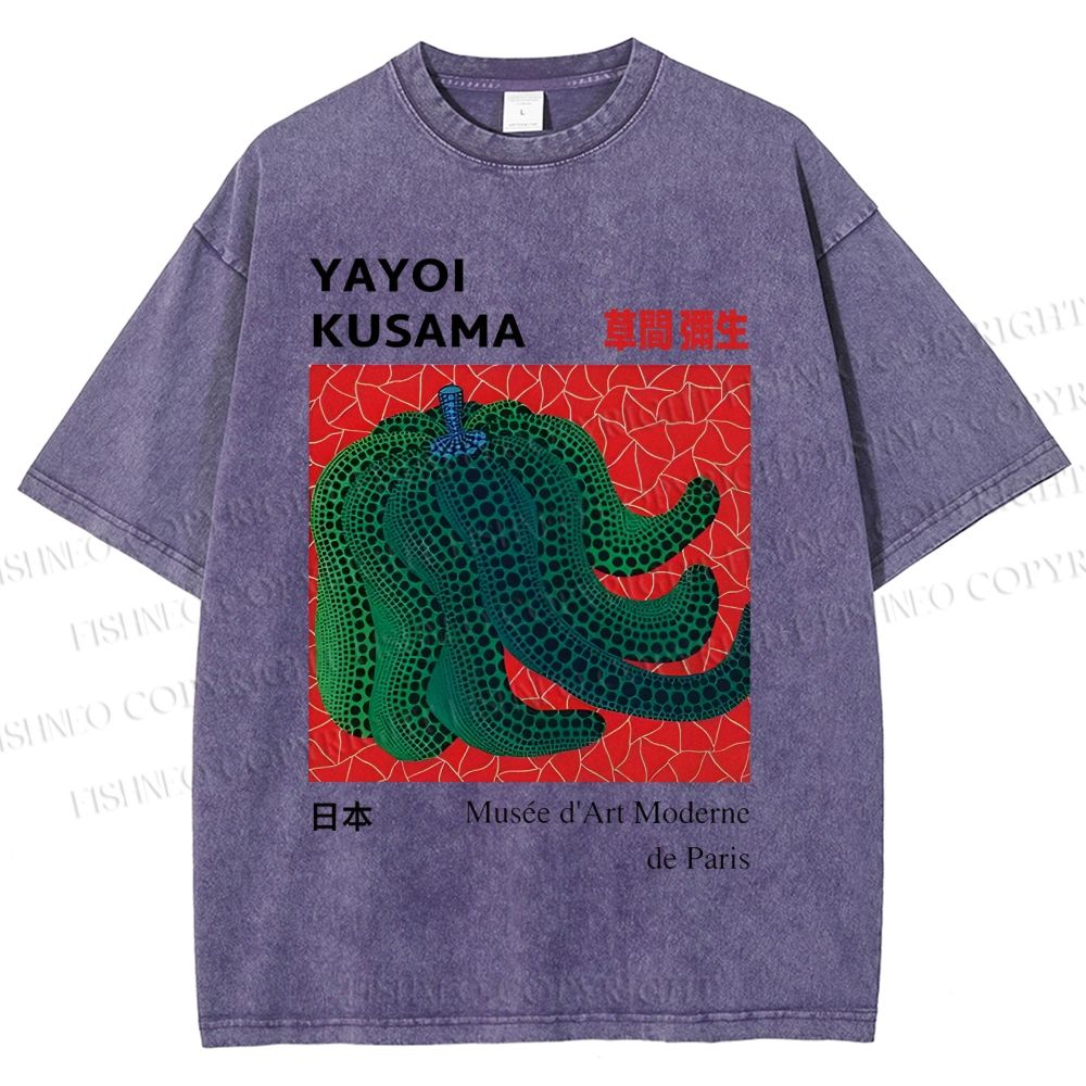 Unisex Yayoi Kusama Pumpkin Printed Washed Tee