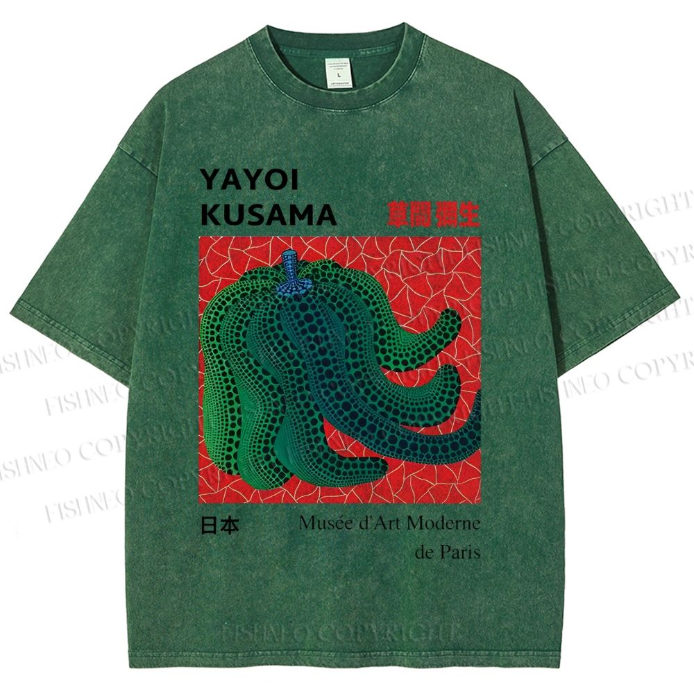 Unisex Yayoi Kusama Pumpkin Printed Washed Tee