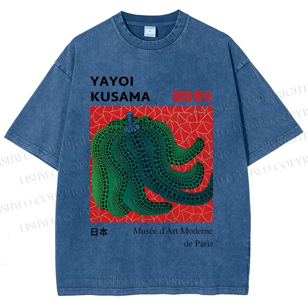 Unisex Yayoi Kusama Pumpkin Printed Washed Tee
