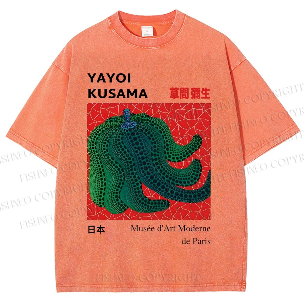 Unisex Yayoi Kusama Pumpkin Printed Washed Tee