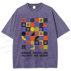 Unisex Bauhaus Color Geometric Printed Washed Tee