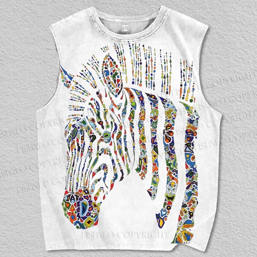 Unisex Colorful Art Zebra Printed Tank Top