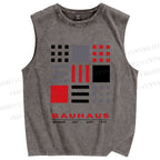 Unisex Bauhaus Geometry Printed Washed Tank Top