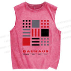 Unisex Bauhaus Geometry Printed Washed Tank Top