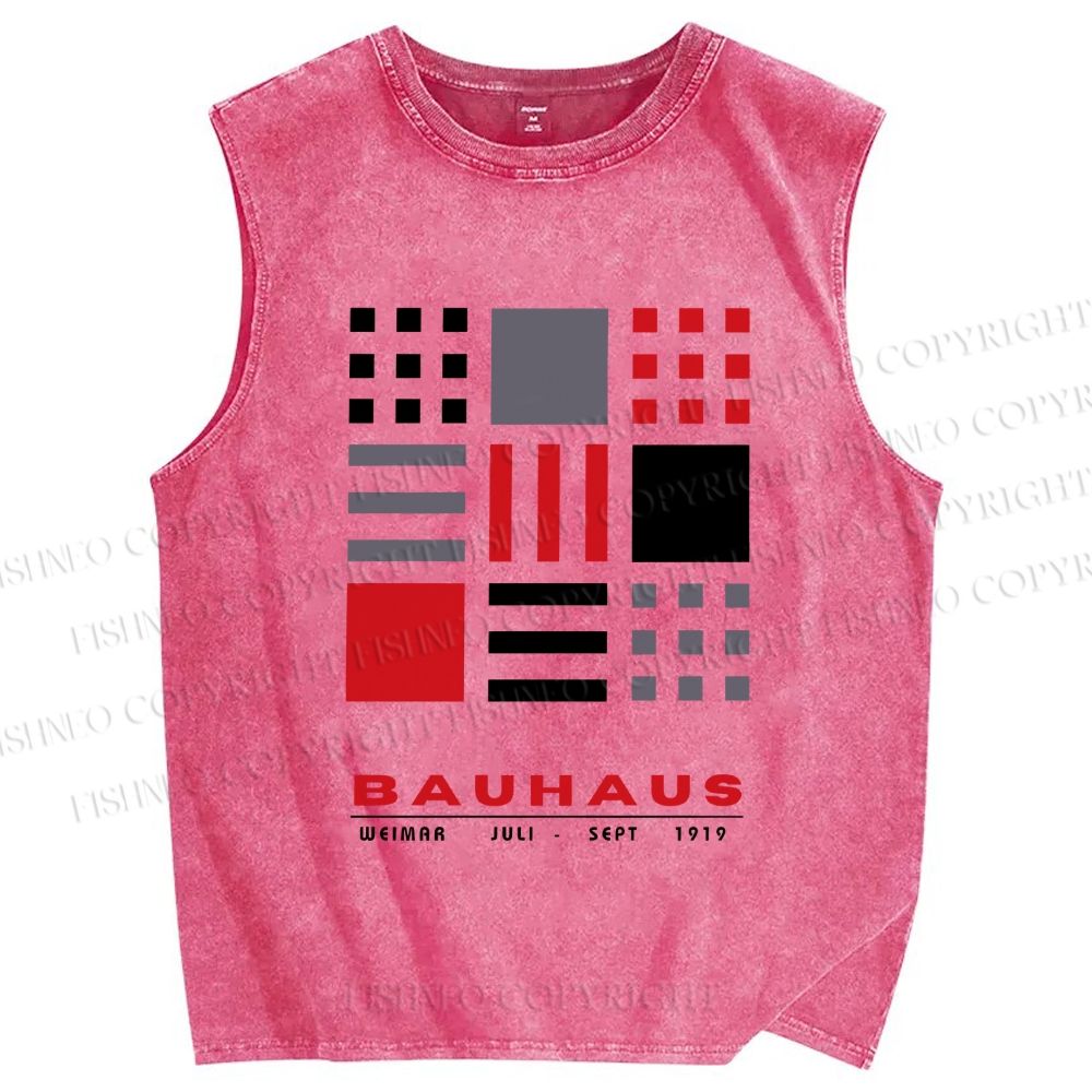 Unisex Bauhaus Geometry Printed Washed Tank Top