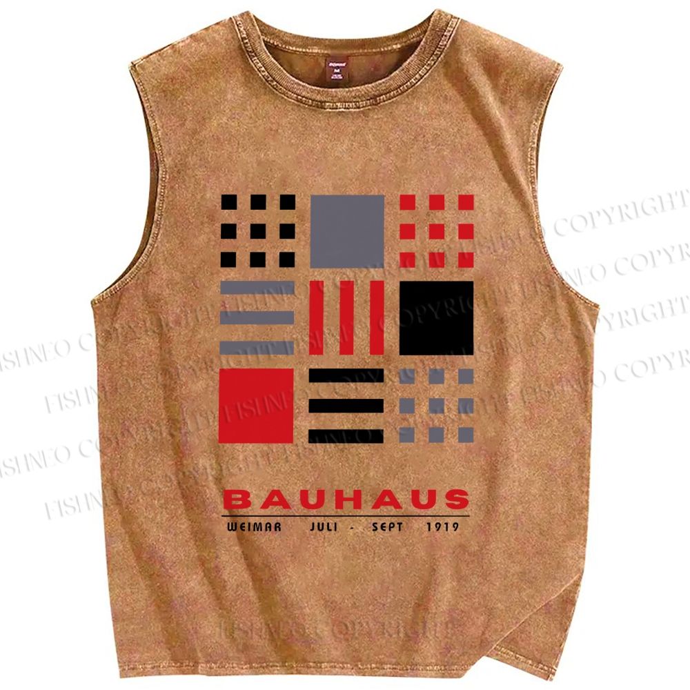 Unisex Bauhaus Geometry Printed Washed Tank Top
