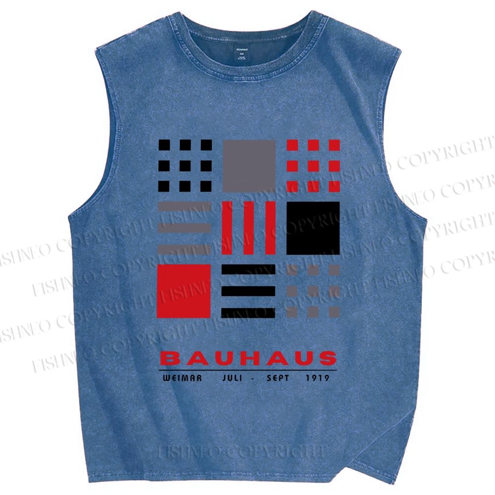Unisex Bauhaus Geometry Printed Washed Tank Top