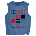 Unisex Bauhaus Geometry Printed Washed Tank Top