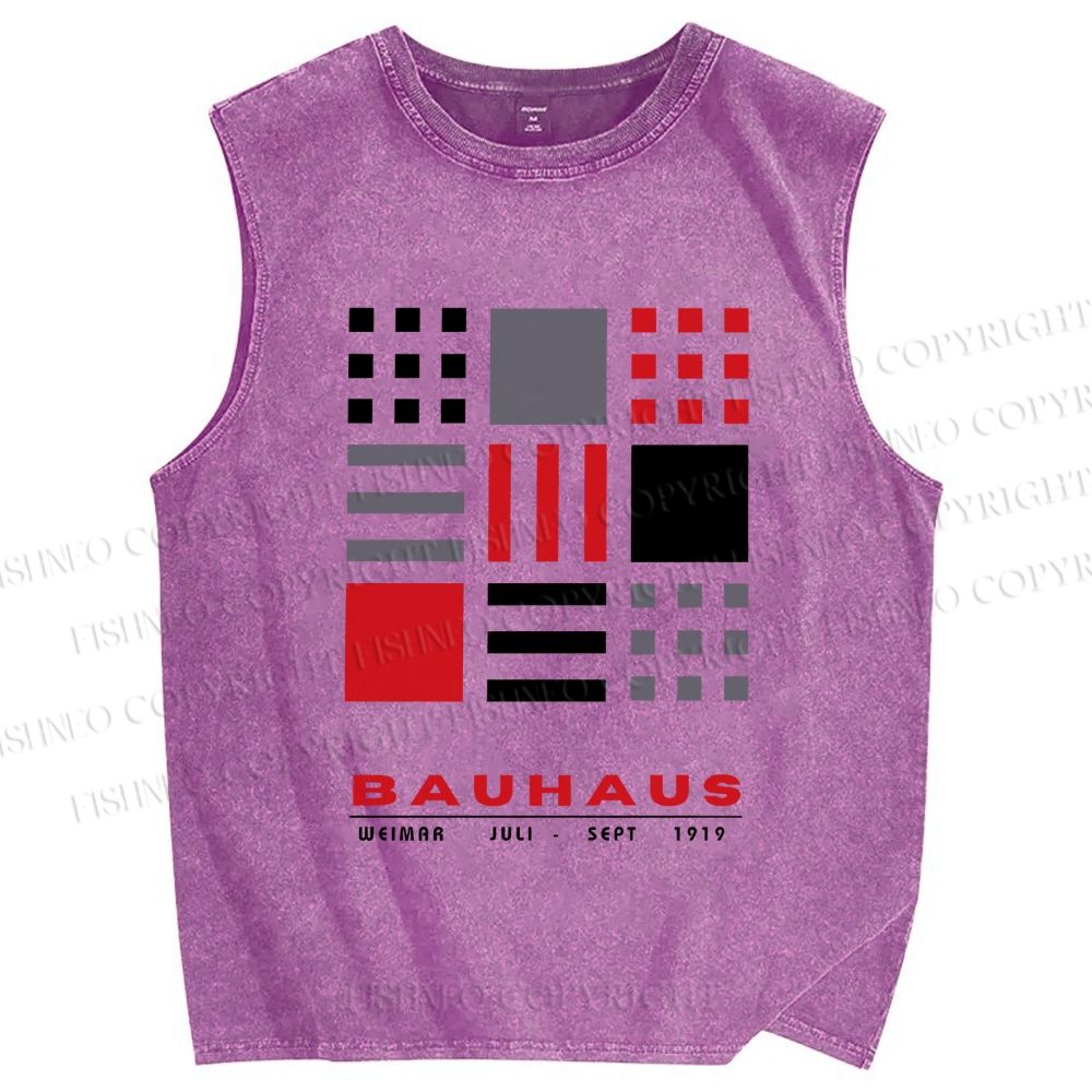 Unisex Bauhaus Geometry Printed Washed Tank Top
