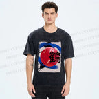 Unisex Crane Printed Washed Tee