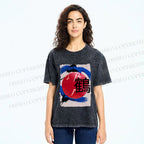 Unisex Crane Printed Washed Tee
