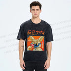 Unisex Crazy Rabbit Japanese Printed Washed Tee